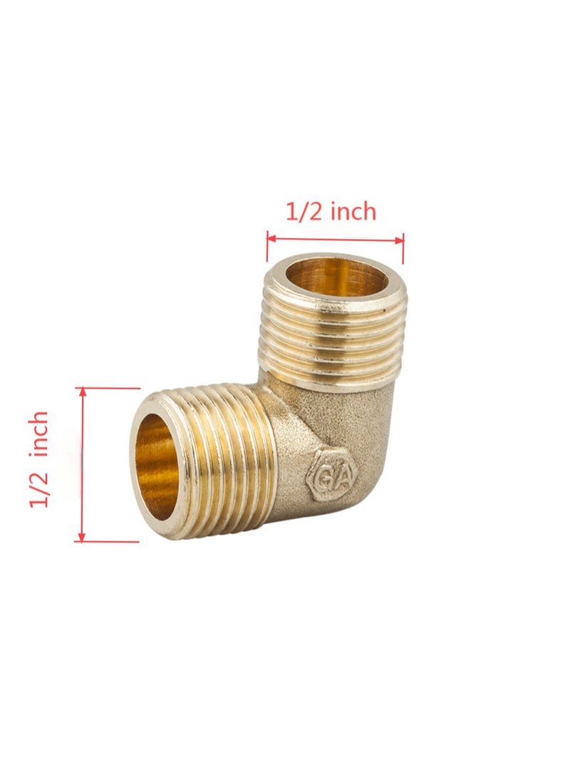 GA 2 Pcs set,  Brass Male Elbow 1/2 inch Brass Plumbing Fittings Set, High-Purity Copper Alloy, BSPT Thread Standard - Image 3