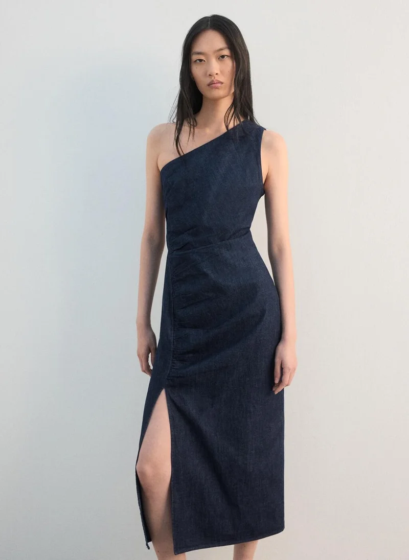 MANGO Asymmetric denim dress