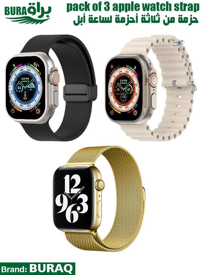 BURAQ Apple Watch Band Strap For Apple Watch Ultra 2/Ultra 49mm, Series 10 46mm, 9/8/7 45mm, SE2/SE/6/5/4 44mm, 3/2/1 42mm