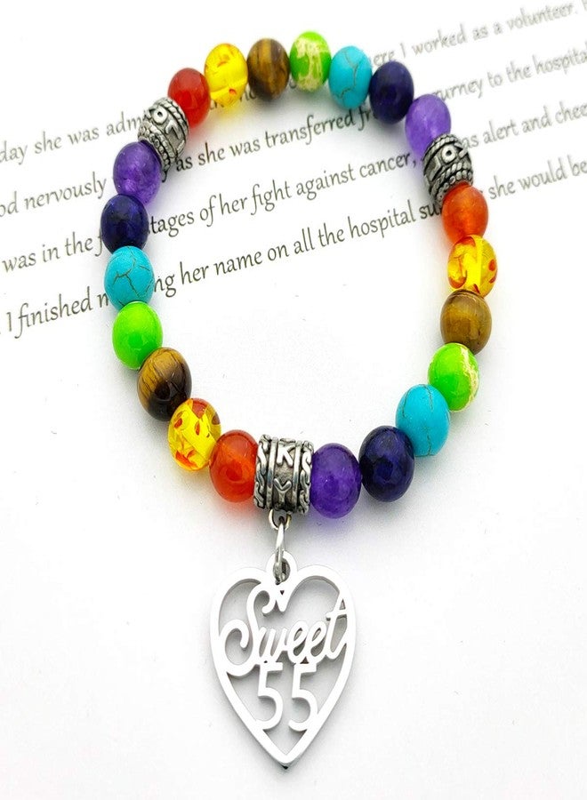 DYJELWD Birthday Bracelet 7 Chakra Beads Stretch Healing Bracelet 10th 12th 13th 16th 18th 21th 30th 40th 50th 60th (55th) - Image 3