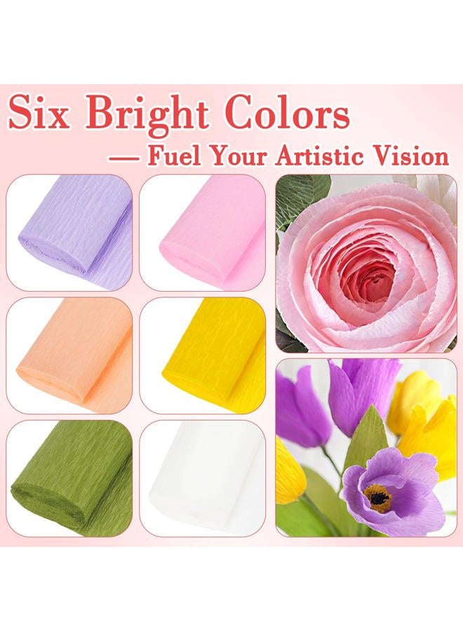 Rainflow 27 PCS Crepe Paper Flower Kit - 6 PCS Colored Crepe Paper Roll Premium Pastel Streamers Crepes Papers Sheets with Floral Tape Iron Wire for Flower Making DIY Crafts Birthday Party Christmas - Image 3