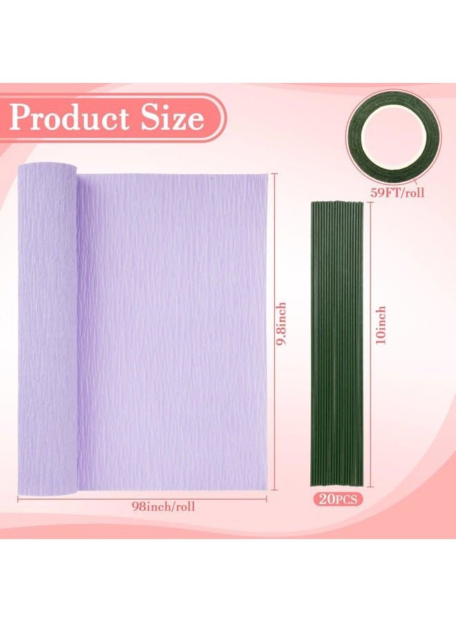 Rainflow 27 PCS Crepe Paper Flower Kit - 6 PCS Colored Crepe Paper Roll Premium Pastel Streamers Crepes Papers Sheets with Floral Tape Iron Wire for Flower Making DIY Crafts Birthday Party Christmas - Image 2