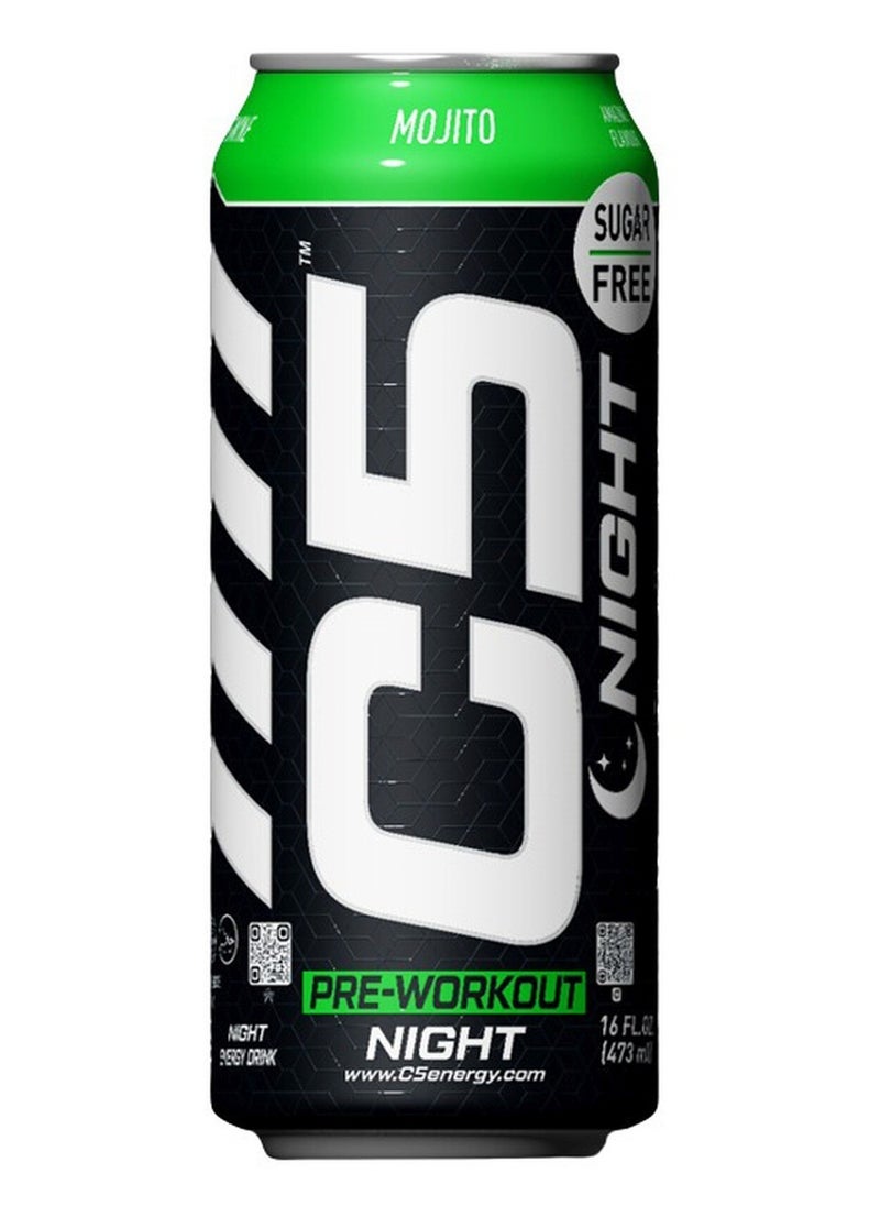 C5 Energy - C5 Energy Drink Pre Workout Zero Caffeine, Sugar Free, Zero Calories with Beta Alanine, L-Arginine 16fl.OZ, 473ml - Pack of 12 (MOJITO NIGHT) - Image 1