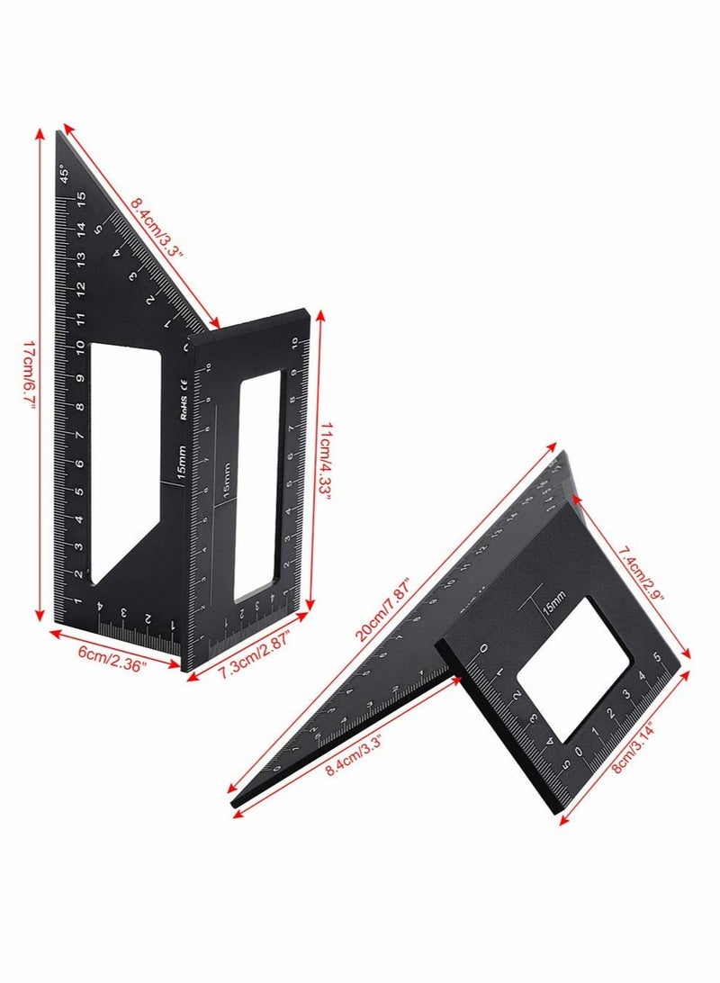 Cobest Multifunctional T-Shaped Woodworking Ruler, Saddle Layout Square Ruler For Woodworking, 45/45 Degree-90/45 Degree Square Layout Miter Measuring Ruler, Aluminum Alloy Formwork Tool - Image 2