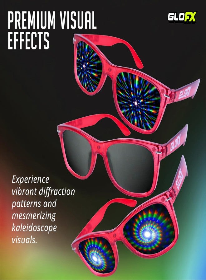 جلو اف اكس نظارات GloFX Snaps: نظارات حفلات حمراء شفافة | تصميمات Extreme Line و Extreme Spiral ونظارات شمسية سوداء ملونة | إكسسوارات حفلات سهلة التركيب للمهرجانات والحفلات - Image 3