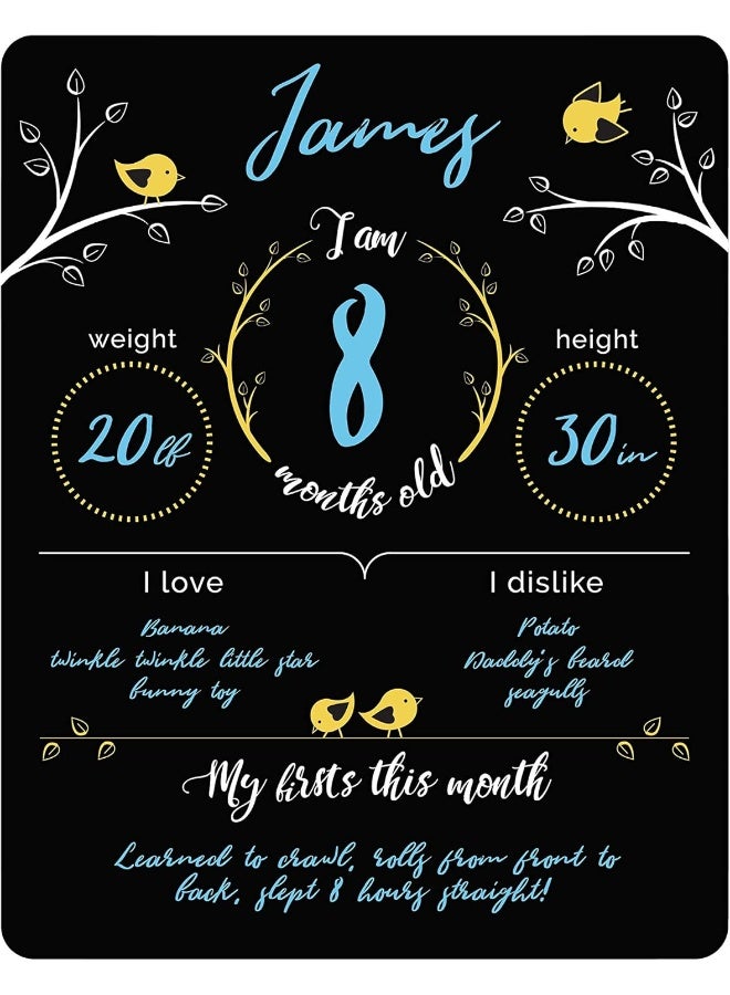 Felt Like Sharing Baby Milestone Chalkboard Sign, Nursery Decor, Baby Message Board – Cute Photo Milestone Board, Baby Growth Chalkboard w/ 3 Chalk Markers - Image 1