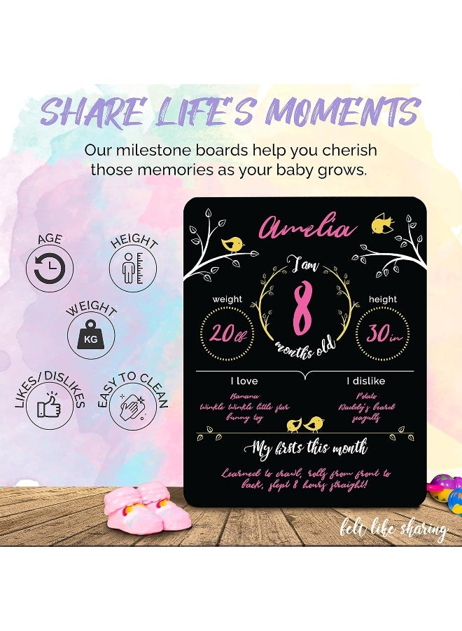 Felt Like Sharing Baby Milestone Chalkboard Sign, Nursery Decor, Baby Message Board – Cute Photo Milestone Board, Baby Growth Chalkboard w/ 3 Chalk Markers - Image 2