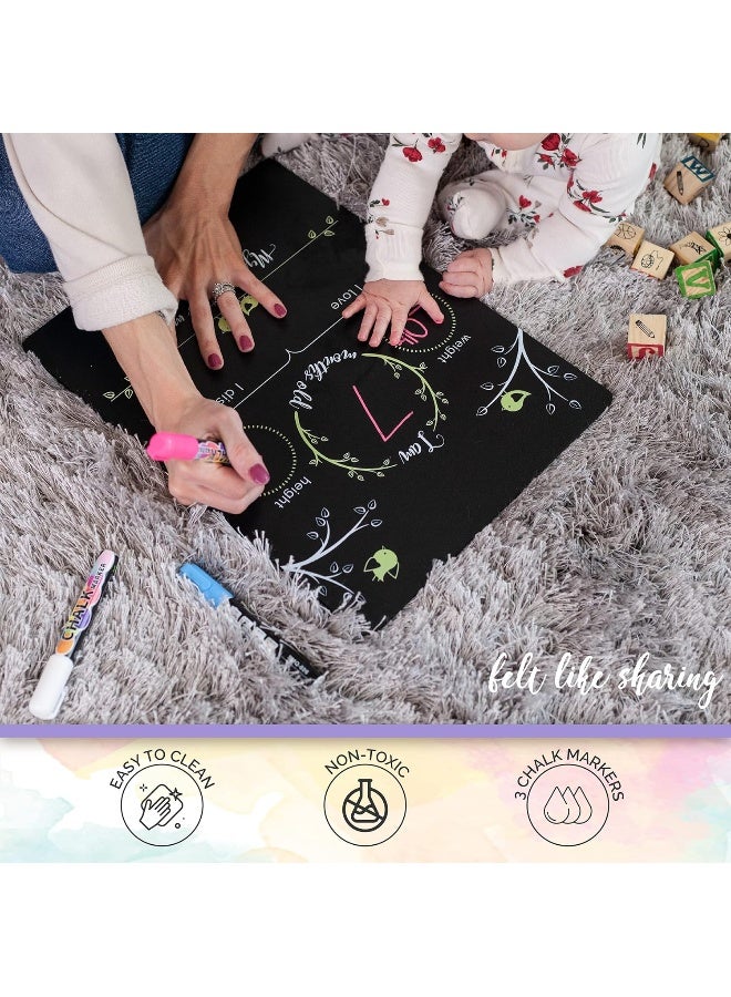 Felt Like Sharing Baby Milestone Chalkboard Sign, Nursery Decor, Baby Message Board – Cute Photo Milestone Board, Baby Growth Chalkboard w/ 3 Chalk Markers - Image 4