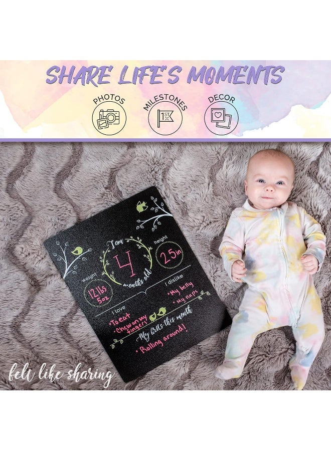 Felt Like Sharing Baby Milestone Chalkboard Sign, Nursery Decor, Baby Message Board – Cute Photo Milestone Board, Baby Growth Chalkboard w/ 3 Chalk Markers - Image 3