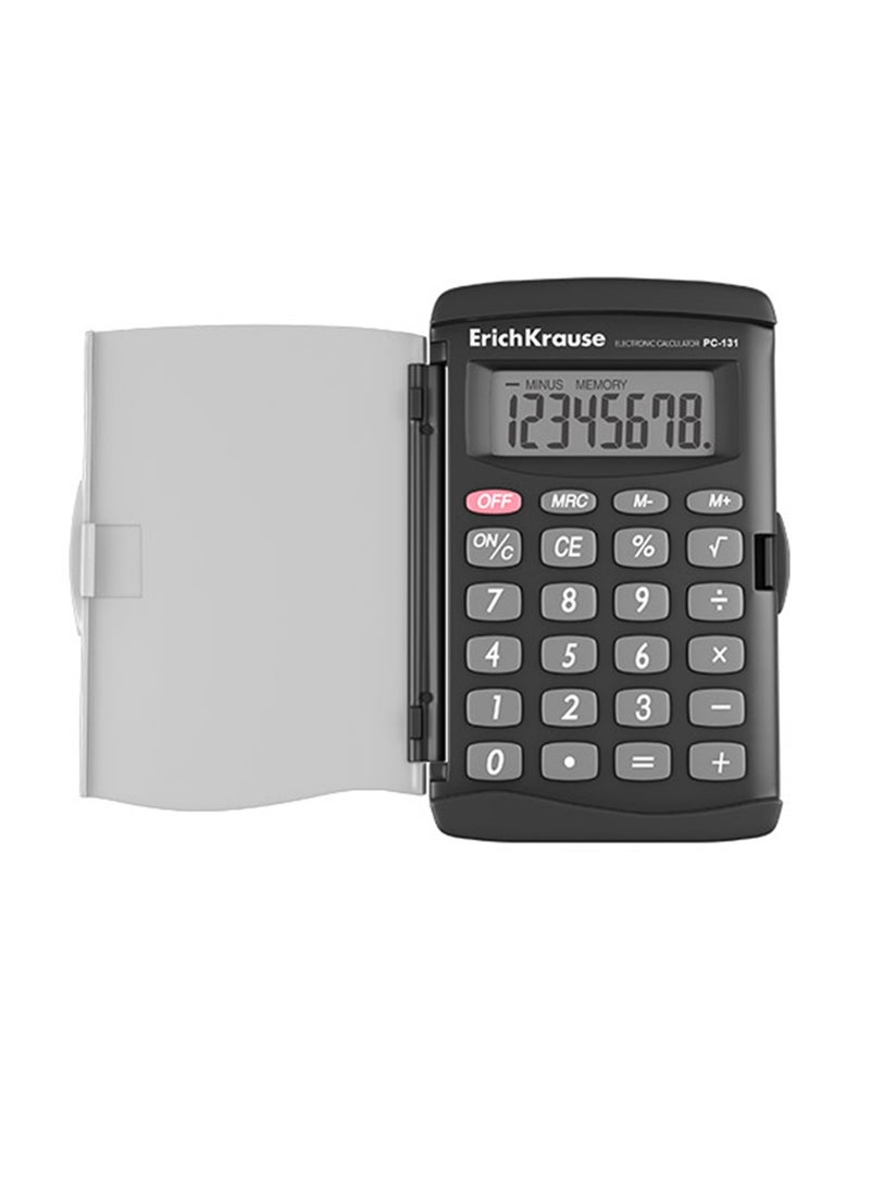 ErichKrause 8-Digit Pocket Size Calculator With Plastic Cover Black Body - Image 3