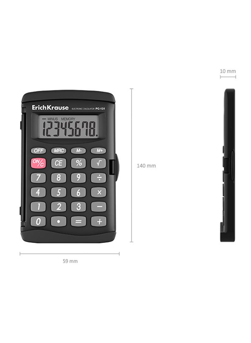 ErichKrause 8-Digit Pocket Size Calculator With Plastic Cover Black Body - Image 4
