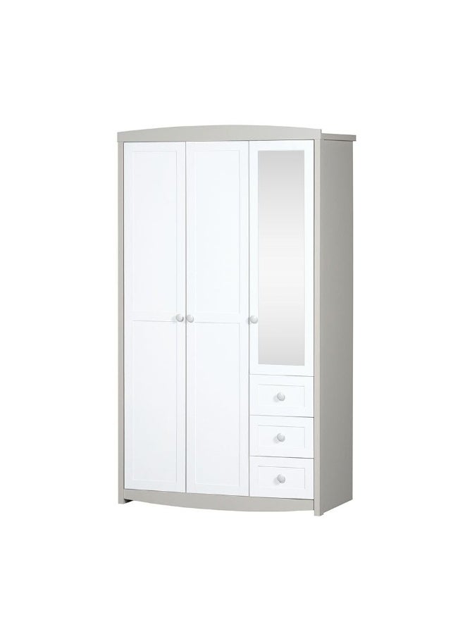 DANUBE HOME Hazel 3-Door Wardrobe With 3 Drawers And Mirror Stylish Storage Solution For Bedroom Durable And Spacious Closet Modern Wardrobe With Mirror For Home DÃ©cor - Light Beige And White - Image 5