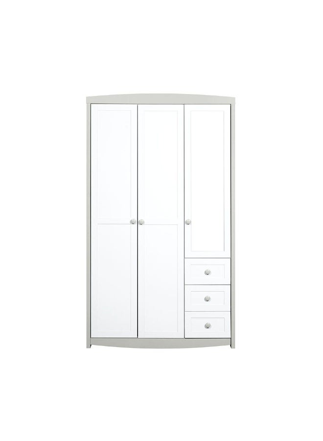 DANUBE HOME Hazel 3-Door Wardrobe With 3 Drawers And Mirror Stylish Storage Solution For Bedroom Durable And Spacious Closet Modern Wardrobe With Mirror For Home DÃ©cor - Light Beige And White - Image 3