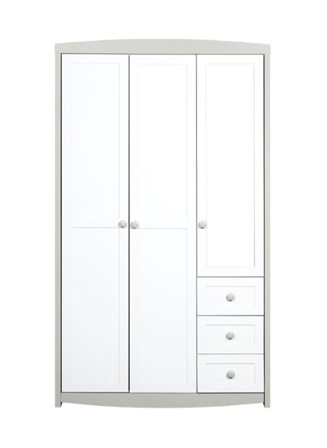 DANUBE HOME Hazel 3-Door Wardrobe With 3 Drawers And Mirror Stylish Storage Solution For Bedroom Durable And Spacious Closet Modern Wardrobe With Mirror For Home DÃ©cor - Light Beige And White  - Image 1