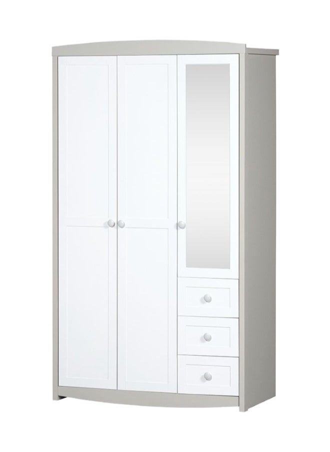 DANUBE HOME Hazel 3-Door Wardrobe With 3 Drawers And Mirror Stylish Storage Solution For Bedroom Durable And Spacious Closet Modern Wardrobe With Mirror For Home DÃ©cor - Light Beige And White  - Image 4