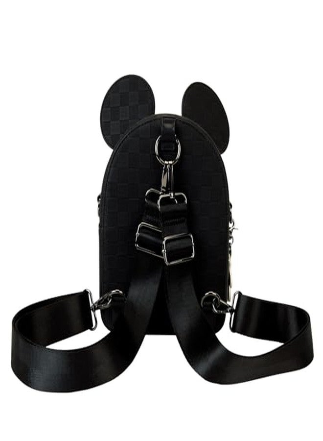 Loungefly Mickey Mouse Checkered Texture Convertible Mini Backpack & Crossbody Bag - Image 4