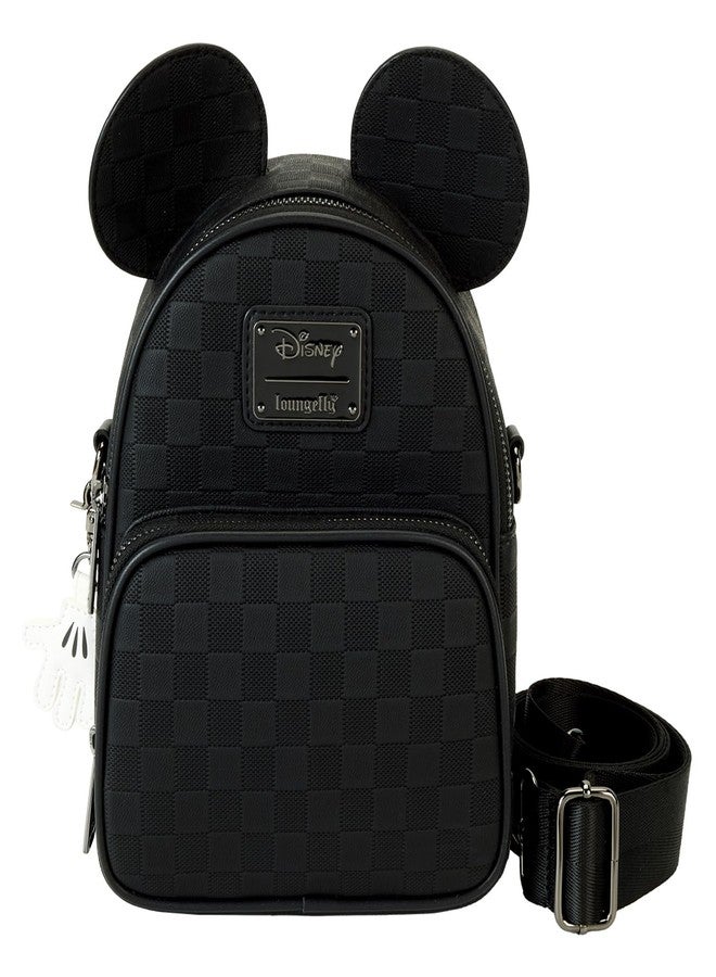 Loungefly Mickey Mouse Checkered Texture Convertible Mini Backpack & Crossbody Bag - Image 1