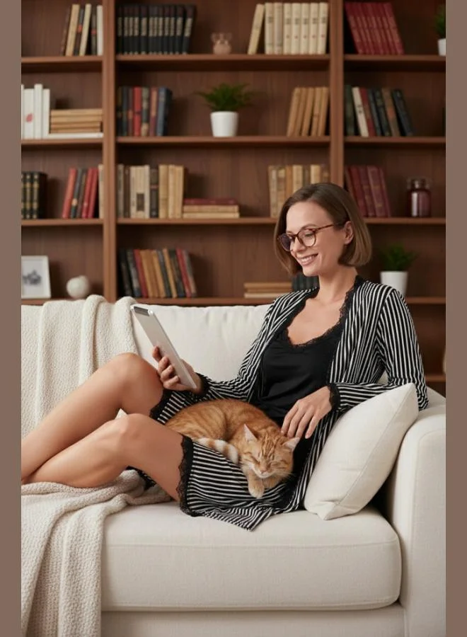 Lela Lela Lace Detailed Slit Dressing Gown Nightgown Women's Nightgown 6097580