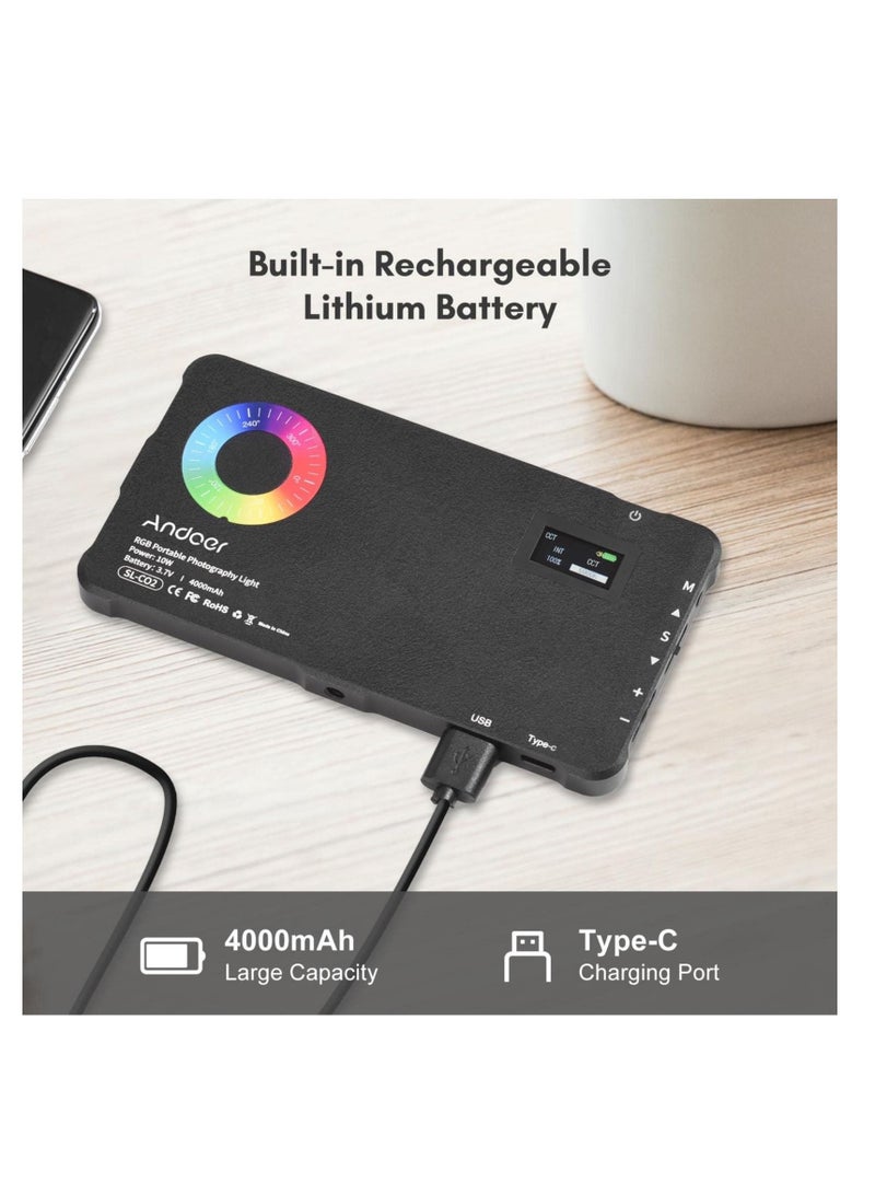 كابتن تيك Portable RGB Video Light, Portable Camera Lights, Mini LED Fill Light Panel 2500K-9000K, 24 Dimmable Lighting Effects, CRI95+ Built-in Battery with Cold Shoe Adapter, for Vlog Live, Video Conference - Image 3