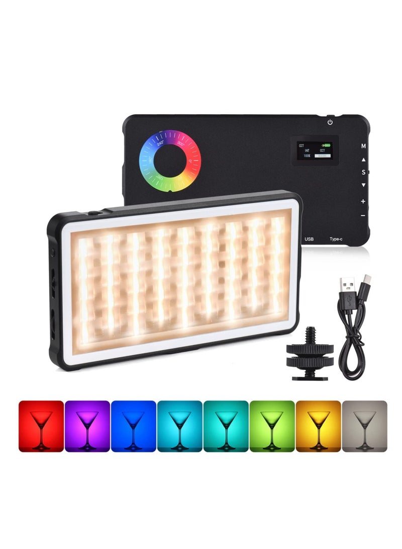 كابتن تيك Portable RGB Video Light, Portable Camera Lights, Mini LED Fill Light Panel 2500K-9000K, 24 Dimmable Lighting Effects, CRI95+ Built-in Battery with Cold Shoe Adapter, for Vlog Live, Video Conference - Image 2