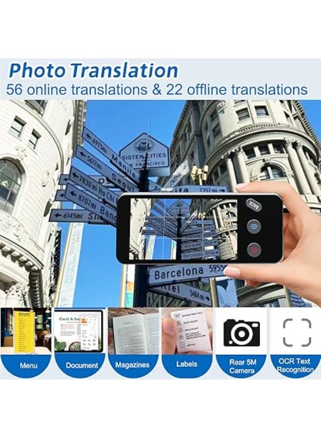 ai Language Translator Device,143+ Languages Translator, Two-Way AI Voice Translator, Instant Translator,Supports Voice/Text/Offline/Photo, for Travel, Business,Study,Gift(Black) - Image 3