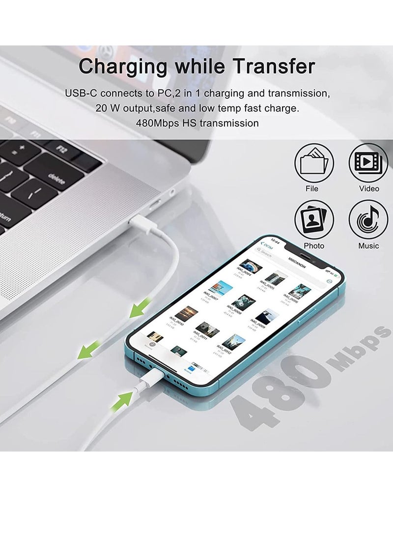 20W PD Type C Power Block Wall Charger Plug Adapter with 1M USB-C to Lightning Cable Compatible with iPhone 14/13/11/X/XS/iPad