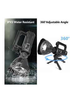 PROTON Rechargeable Spotlight Flashlight High Lumens, 90000 Lumen LED Super Bright Searchlight, 4 Modes IPX5 Waterproof Work Lights for Hiking, Camping, Hunting and Emergencies with Tripod and USB Output  - Image 4