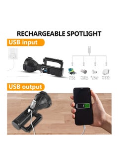 PROTON Rechargeable Spotlight Flashlight High Lumens, 90000 Lumen LED Super Bright Searchlight, 4 Modes IPX5 Waterproof Work Lights for Hiking, Camping, Hunting and Emergencies with Tripod and USB Output  - Image 3