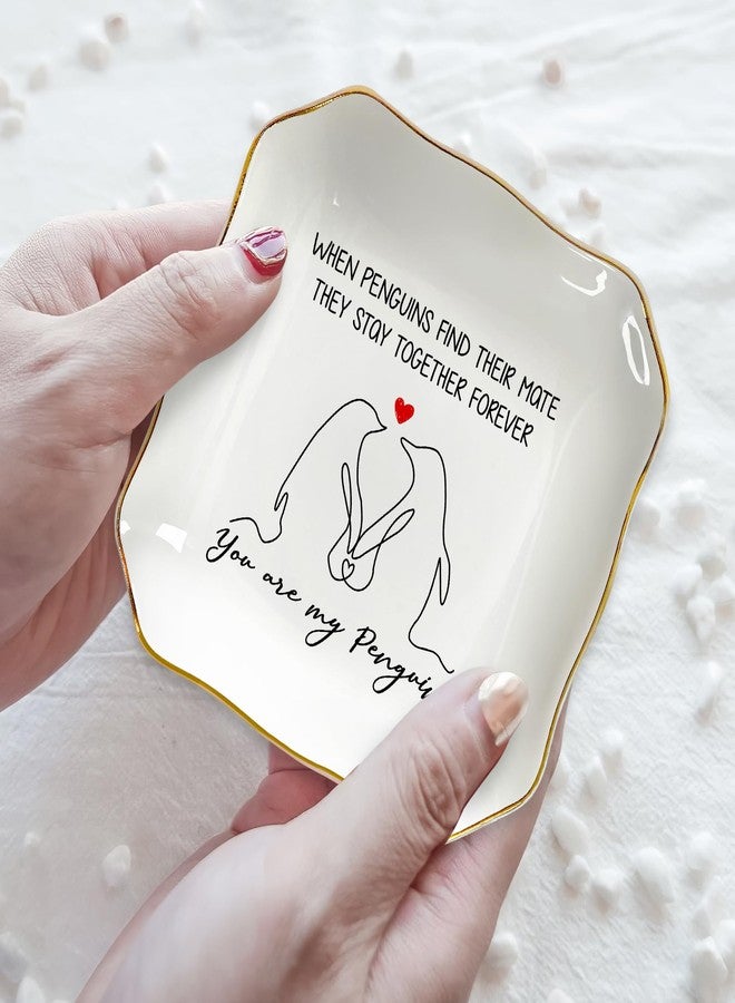 OASSIE Anniversary Wedding Gifts for Women Her Wife - 4"x4" Penguin Ceramic Jewelry Dish Tray - Romantic Birthday Gifts for Girlfriend Wife, Christmas I Love You Gift for Her Girlfriend Couples - Image 5