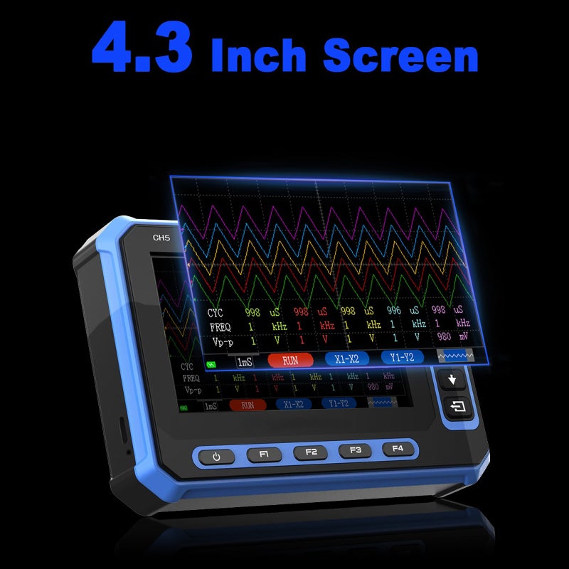 Portable Digital Oscilloscope: 5-Channel, 1MHz Bandwidth, 3MSa/s Sampling - Built-In 2000mAh Battery, 4.3'' IPS Display, USB-C PC Connection for Electronics Testing, On-Site Debugging And Education - Image 5