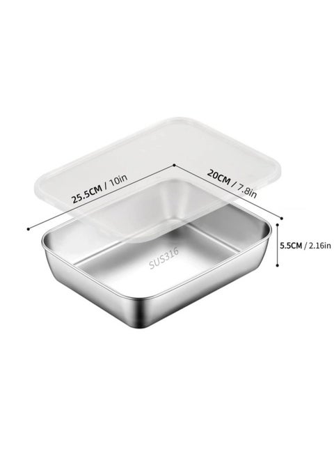 Food Grade Stainless Steel Preservation Box With Lid Sealed Box Square Towel Tray Lunch Box Sub-packing Box Vegetable Box Flavor Box-Specifications: 25*5*20-Color:Free Labeling/fcm Qualifications Can Be Provided When Placing An Order