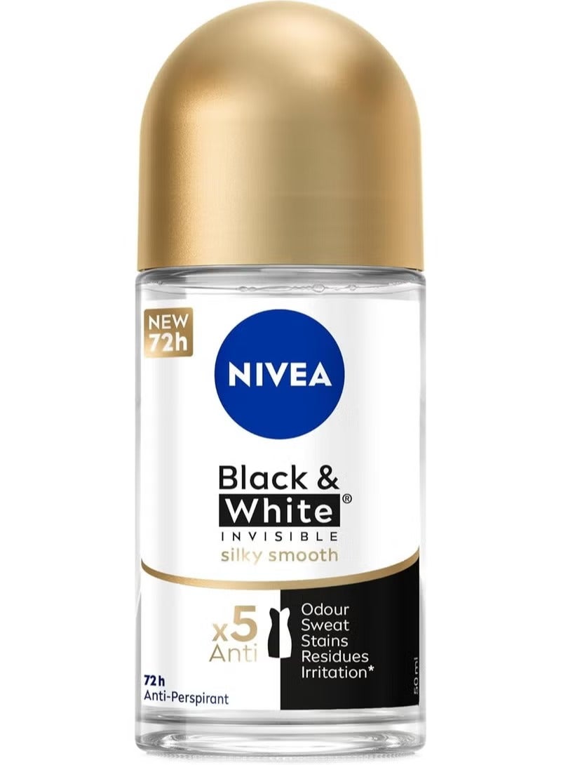 NIVEA MEN Deodorant Roll On Black & White Invisible Silky Smooth 50 Ml (Packaging may vary)