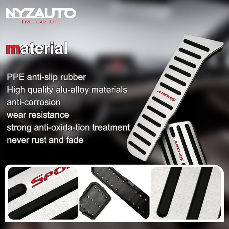 NYZAUTO Non-Slip Foot Pedal Pads for Volkswagen VW Golf 6 CC Scirocco Tiguan - Aluminum Brake and Accelerator Covers - Image 4