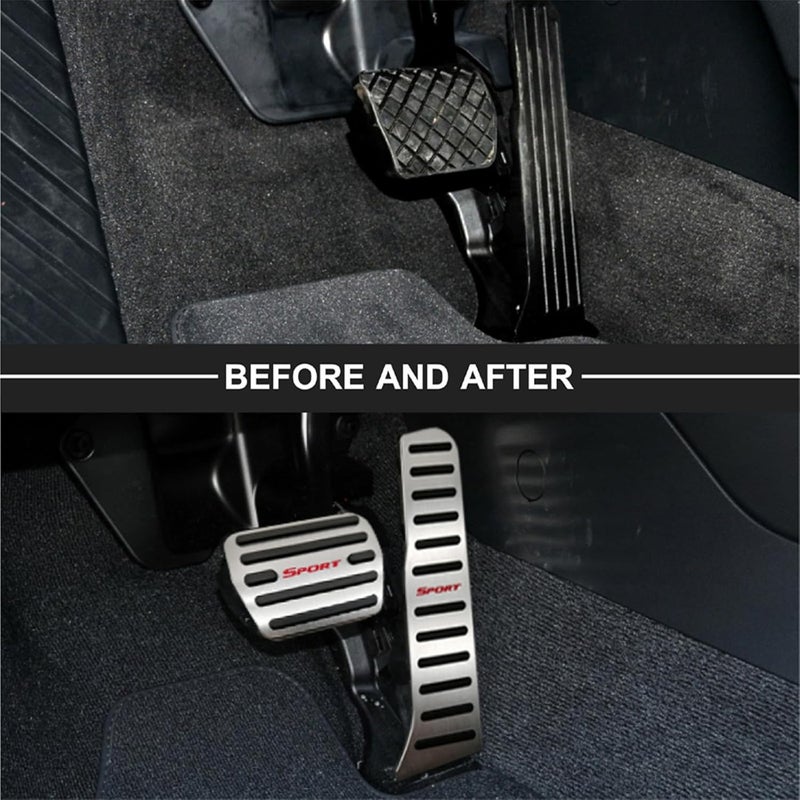 NYZAUTO Non-Slip Foot Pedal Pads for Volkswagen VW Golf 6 CC Scirocco Tiguan - Aluminum Brake and Accelerator Covers - Image 2