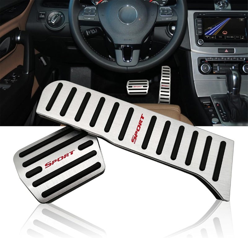 NYZAUTO Non-Slip Foot Pedal Pads for Volkswagen VW Golf 6 CC Scirocco Tiguan - Aluminum Brake and Accelerator Covers - Image 1