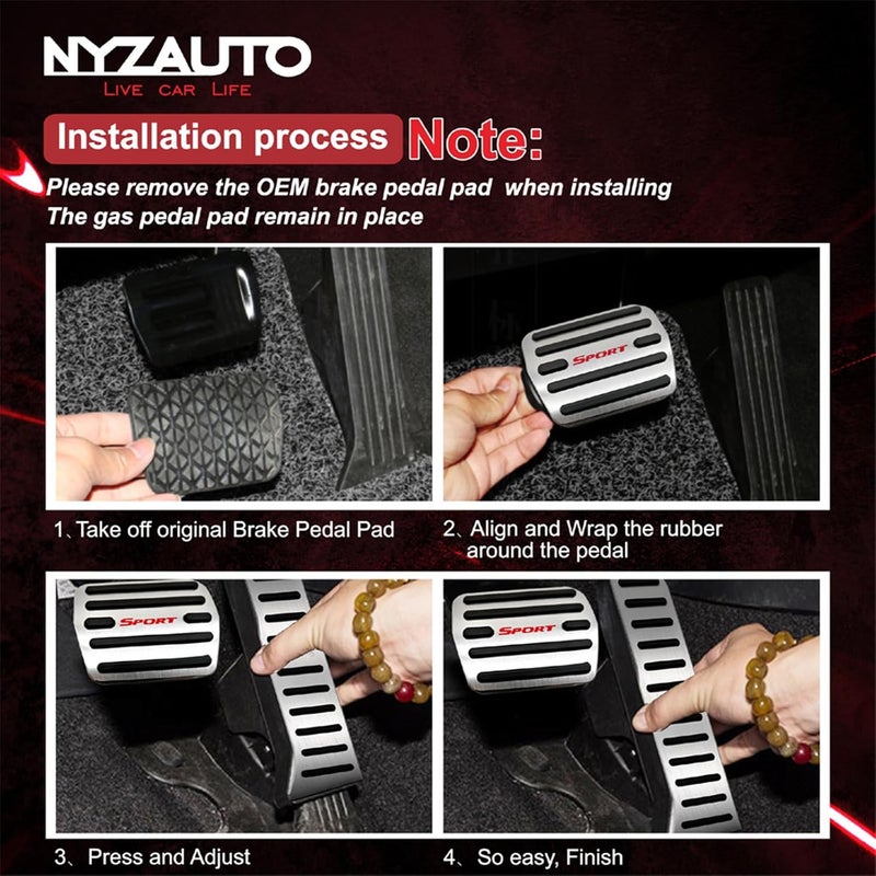NYZAUTO Non-Slip Foot Pedal Pads for Volkswagen VW Golf 6 CC Scirocco Tiguan - Aluminum Brake and Accelerator Covers - Image 5