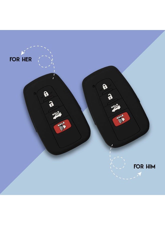 Autobase Silicone Key Fob Cover for Toyota Camry RAV4 Highlander Avalon C-HR Prius Corolla GT86 Smart Key | Car Accessory | Key Protection Case 2 Pcs (Black) - Image 4