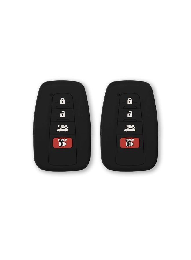 Autobase Silicone Key Fob Cover for Toyota Camry RAV4 Highlander Avalon C-HR Prius Corolla GT86 Smart Key | Car Accessory | Key Protection Case 2 Pcs (Black) - Image 1