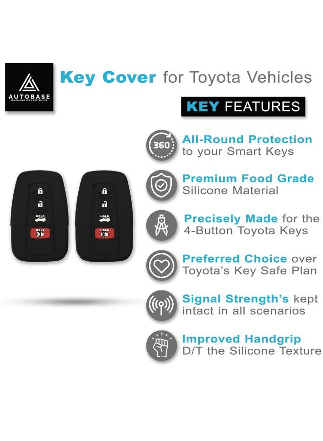 Autobase Silicone Key Fob Cover for Toyota Camry RAV4 Highlander Avalon C-HR Prius Corolla GT86 Smart Key | Car Accessory | Key Protection Case 2 Pcs (Black) - Image 3
