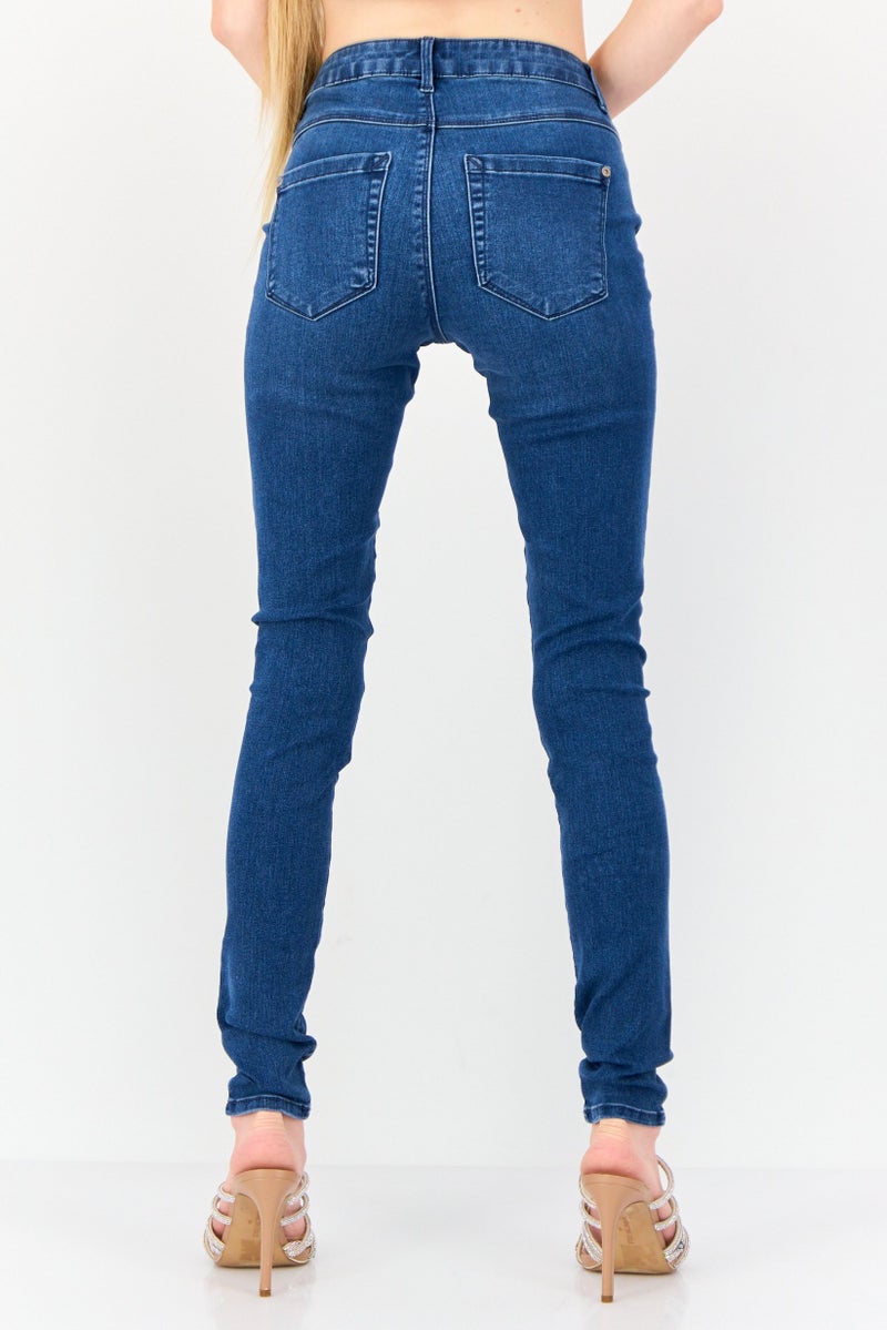 ONLY Women Skinny Fit 32 Length Washed Stretchable Jeans, Blue - Image 4