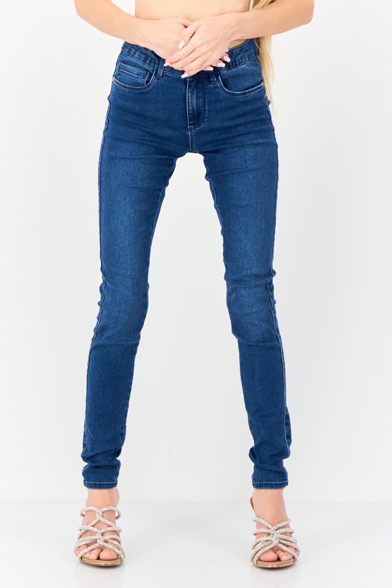 ONLY Women Skinny Fit 32 Length Washed Stretchable Jeans, Blue - Image 1