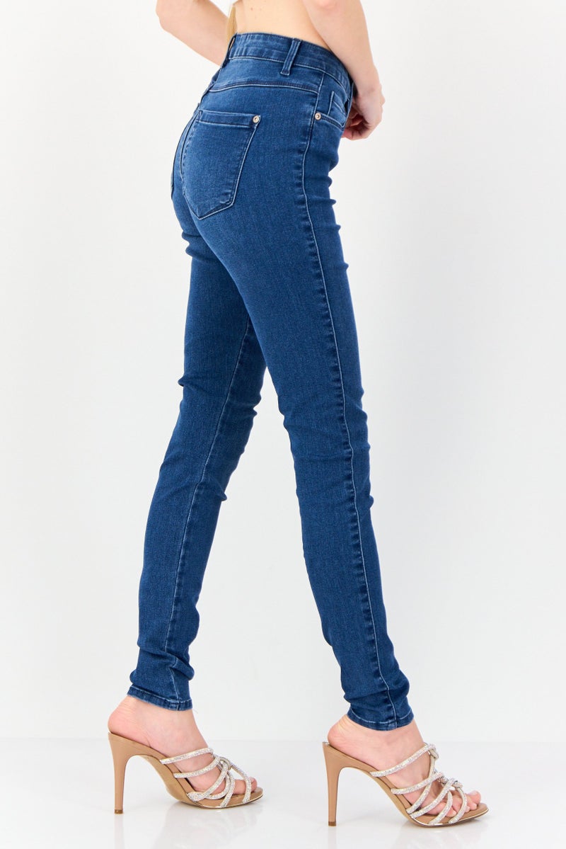 ONLY Women Skinny Fit 32 Length Washed Stretchable Jeans, Blue - Image 3