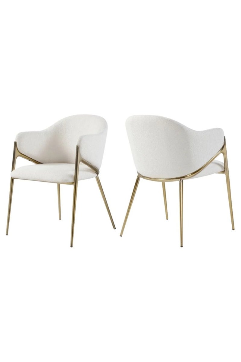 رافين طقم من 2 كراسي دائرية أنيقة ببطانة مخملية حديثة وهيكل من الفولاذ الكربوني – كراسي ديكور أنيقة لغرفة المعيشة أو غرفة النوم أو منضدة الزينة أو المدخل – قاعدة معدنية مطلية لزيادة المتانة – ‎74×64×59 سم‎ - Image 1