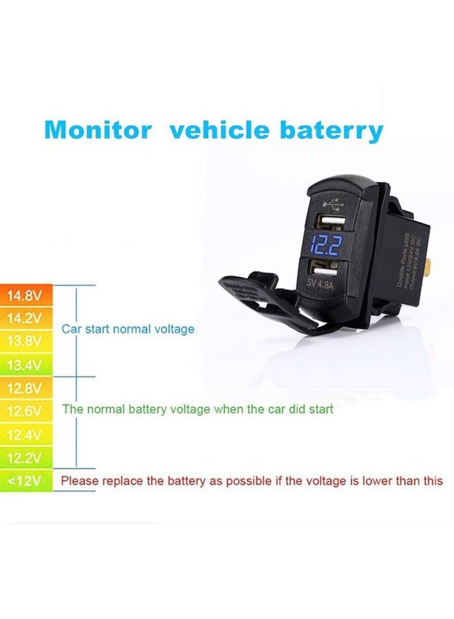 EAYBOMC Marine Boat Panel 3 Gang Rocker Switch Box 12V ON Off Switch Quick Charge 3.0 Dual USB Charger Voltmeter Waterproof Aluminum Rocker Switch Panel Night Glow Stickers for Boats RVs Trucks Cars - Image 4