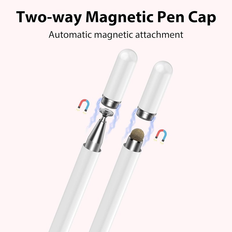 Zoye Stylus Pens for Touch Screens, High Precision and Sensitivity，2 in 1 Universal Stylus Pen for iPhone/iPad/Android/Microsoft Tablets (White) - Image 4