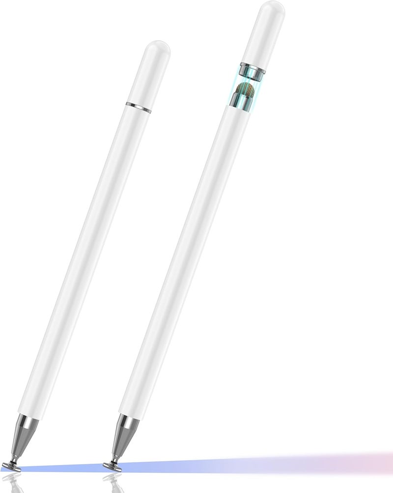 Zoye Stylus Pens for Touch Screens, High Precision and Sensitivity，2 in 1 Universal Stylus Pen for iPhone/iPad/Android/Microsoft Tablets (White) - Image 1