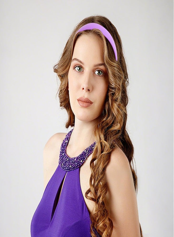 Semato Purple Headband 1 Inch PU Leather Headband for Women and Girls Non-Slip Hair Bands Hair Accessories - Image 5