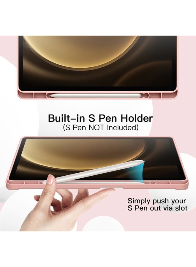 Jetech Case for Samsung Galaxy Tab S10 Lite / S10 FE / S9 FE 10.9-Inch with S Pen Holder, Soft TPU Tri-Fold Stand Protective Tablet Cover, Support S Pen Charging, Auto Wake/Sleep (Rose Gold) - Image 3