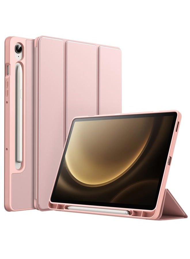 Jetech Case for Samsung Galaxy Tab S10 Lite / S10 FE / S9 FE 10.9-Inch with S Pen Holder, Soft TPU Tri-Fold Stand Protective Tablet Cover, Support S Pen Charging, Auto Wake/Sleep (Rose Gold) - Image 1