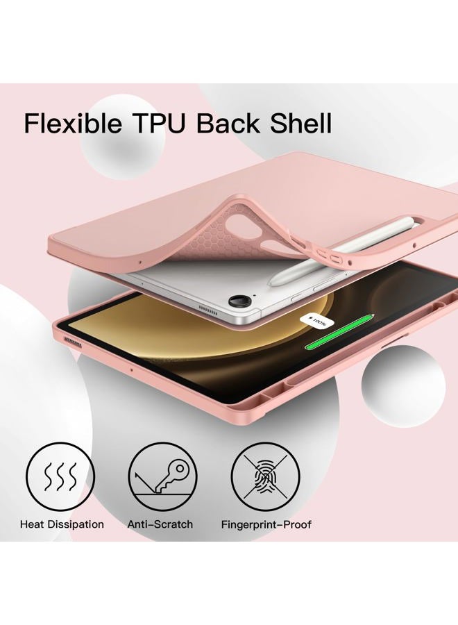Jetech Case for Samsung Galaxy Tab S10 Lite / S10 FE / S9 FE 10.9-Inch with S Pen Holder, Soft TPU Tri-Fold Stand Protective Tablet Cover, Support S Pen Charging, Auto Wake/Sleep (Rose Gold) - Image 4